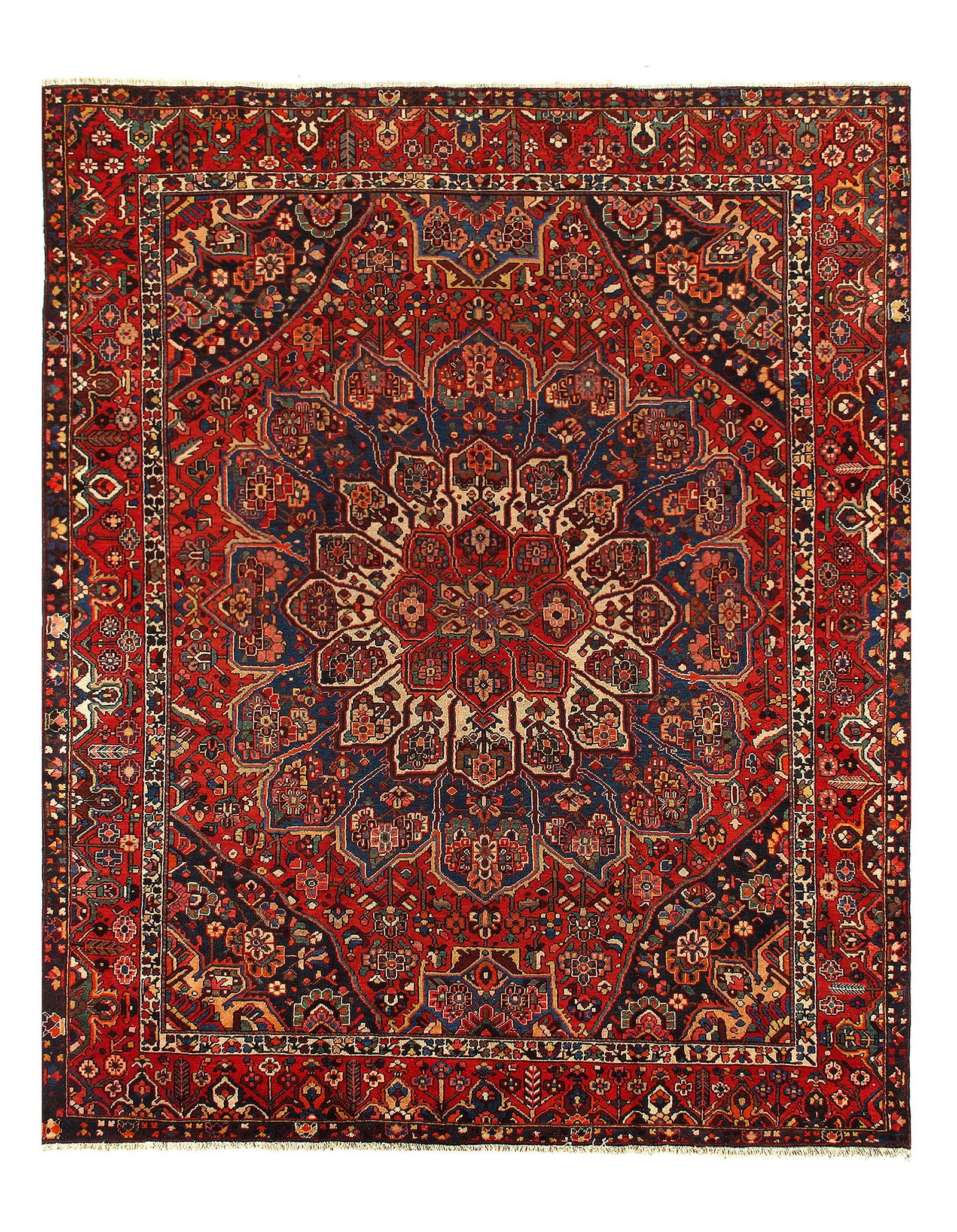 Persian Sami Antique Bakhtiari Hand-Knotted 10'8'' X 12'11'': Persian Sami Antique Bakhtiari Hand-Knotted 10'8'' X 12'11'' - Circa 1920, Bakhtiari, Hand-Knotted, Lamb's Wool, 300 -54099- 862.This item is part of our fine auction collection which includes many fi