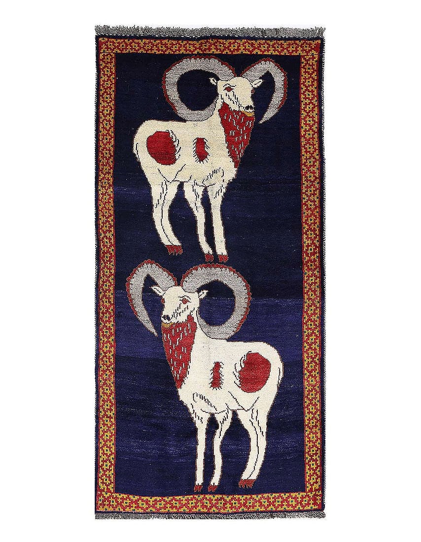 Fine Hand knotted Persian Deer Gabbeh Rug 3'3"X 7'1": Fine Hand knotted Persian Deer Gabbeh Rug 3'3"X 7'1" - NEW, Animal, Hand-Knotted, Lamb's Wool, 300 -D13687- 862.This item is part of our fine auction collection which includes many fine home accessori