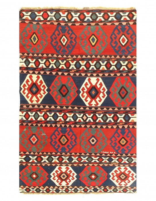 Rust Fine Persian Gashqai Hand woven vintage Kilim 5'9'' X 9'9'': Rust Fine Persian Gashqai Hand woven vintage Kilim 5'9'' X 9'9'' - Circa 1970, All Over, Flatweave, Knitted fabric with extra pocket, 300 -D07703- 862.This item is part of our fine auction collection 