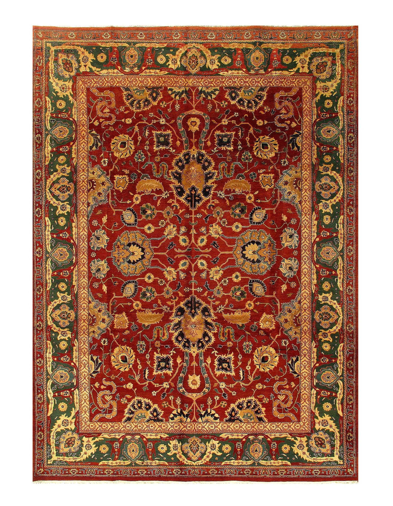 Red Color Fine Hand Knotted Agra Rug 9' X 13': Red Color Fine Hand Knotted Agra Rug 9' X 13' - New, Agra, Hand-Knotted, Lamb's Wool, 300 -24908- 862.This item is part of our fine auction collection which includes many fine home accessories