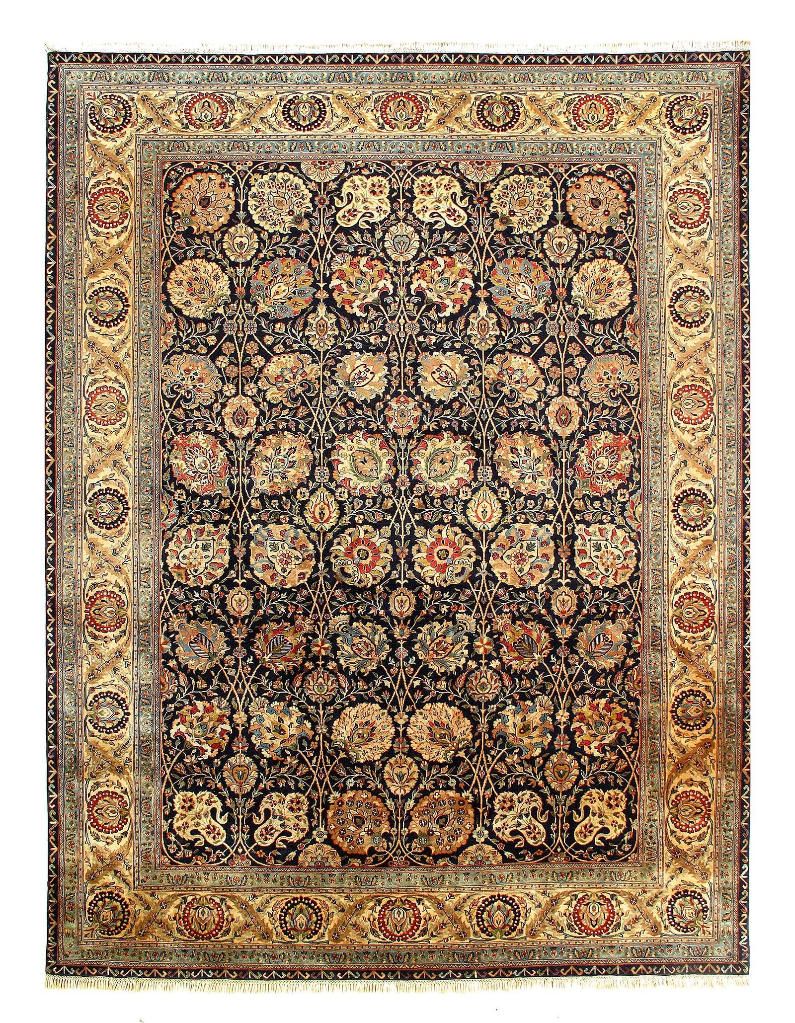 Black Color Fine Hand Knotted Agra Rug 9'1'' X 12': Black Color Fine Hand Knotted Agra Rug 9'1'' X 12' - New, Agra, Hand-Knotted, Lamb's Wool, 300 -D11366- 862.This item is part of our fine auction collection which includes many fine home accessories