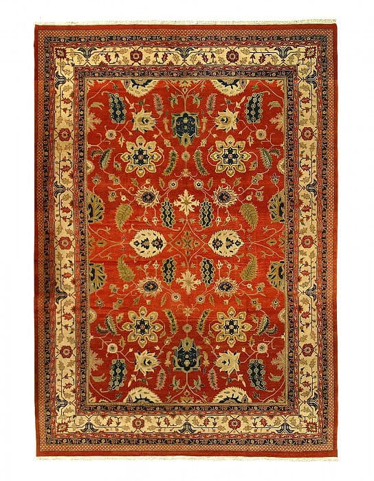 Rust Fine Hand Knotted Augra 13'8" x 19'9": Rust Fine Hand Knotted Augra 13'8" x 19'9" - New, Agra, Hand-Knotted, Lamb's Wool, 300 -D14584- 862.This item is part of our fine auction collection which includes many fine home accessories including