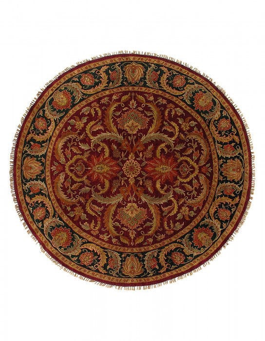 Red Fine Hand Knotted Augra Round rug 8'x 8': Red Fine Hand Knotted Augra Round rug 8'x 8' - CIRCA 2010, Agra, Hand-Knotted, Lamb's Wool, 300 -D14612- 862.This item is part of our fine auction collection which includes many fine home accessories 