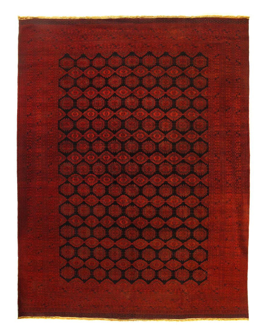Afghan Bashir Red Hand Knotted Rug 9'9"X 12'7" (1 of 3)
