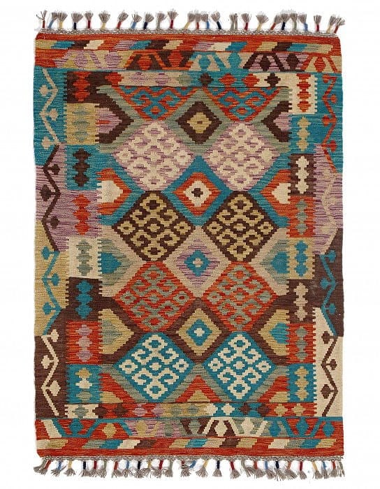 Afghan Kilim Handspun Wool Rug - 3'5" x 4'10": Afghan Kilim Handspun Wool Rug - 3'5" x 4'10" - New, Afghan, Hand-Knotted, Lamb's Wool, 300 -D09914- 862.This item is part of our fine auction collection which includes many fine home accessories incl