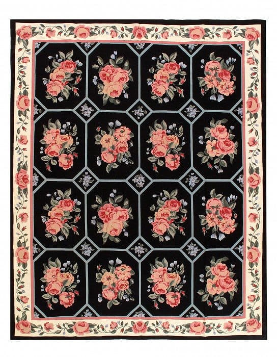 Black Color Fine Hand knotted Abusson 7'9'' X 9'4'': Black Color Fine Hand knotted Abusson 7'9'' X 9'4'' - , Abussan, Hand-Knotted, Flat Weave, 300 -12455- 862.This item is part of our fine auction collection which includes many fine home accessories in