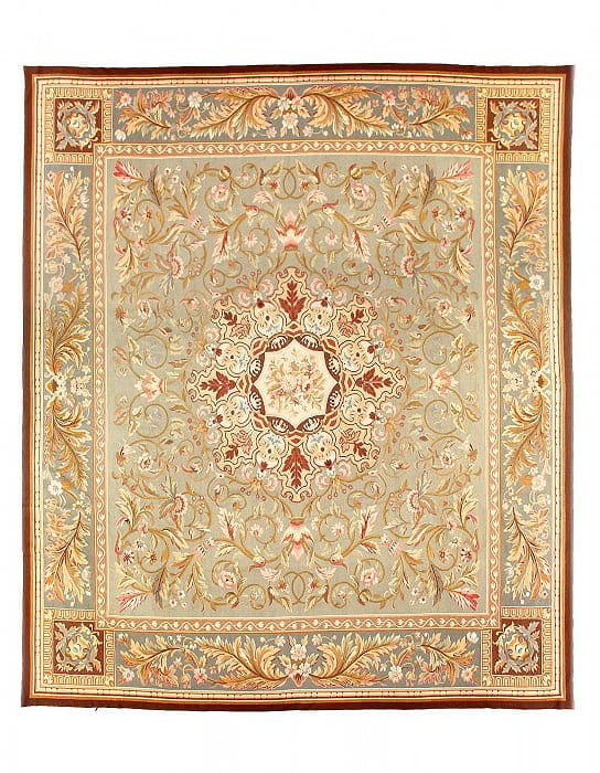 Light Brown Fine Hand Woven Aubusson Rug 11'7"x 14'3": Light Brown Fine Hand Woven Aubusson Rug 11'7"x 14'3" - NEW, Abussan, Hand-Woven, Lamb's Wool, 300 -D15145- 862.This item is part of our fine auction collection which includes many fine home accessori