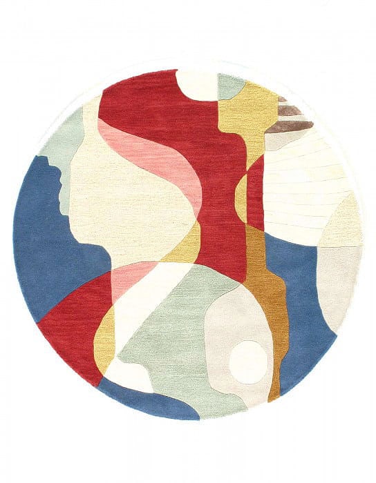 Fine Hand Tufted Abstract round rug 5': Fine Hand Tufted Abstract round rug 5' - NEW, Abstract, Hand-Tufted, Lamb's Wool, 300 -D12624 , D12648- 862.This item is part of our fine auction collection which includes many fine home accessories i