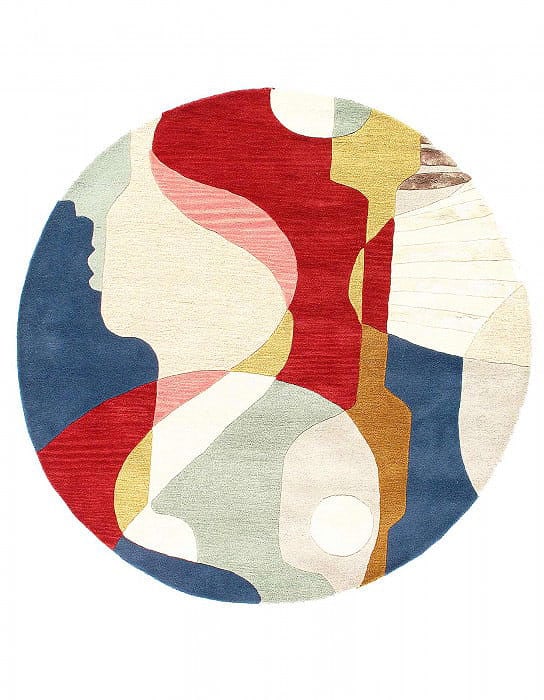 Fine Hand Tufted Abstract Round rug 6': Fine Hand Tufted Abstract Round rug 6' - NEW, Abstract, Hand-Tufted, Lamb's Wool, 300 -D12625,D12649- 862.This item is part of our fine auction collection which includes many fine home accessories inc
