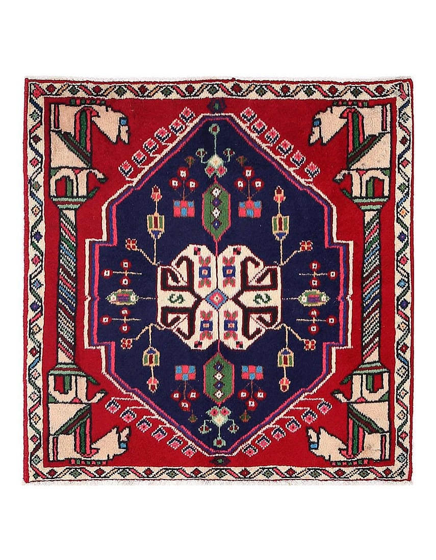 Fine Hand Knotted Persian Square abadeh rug 2'1'' X 2'2'': Fine Hand Knotted Persian Square abadeh rug 2'1'' X 2'2'' - 1980, Abadeh, Hand-Knotted, Lamb's Wool, 300 -D13433- 862.This item is part of our fine auction collection which includes many fine home acc