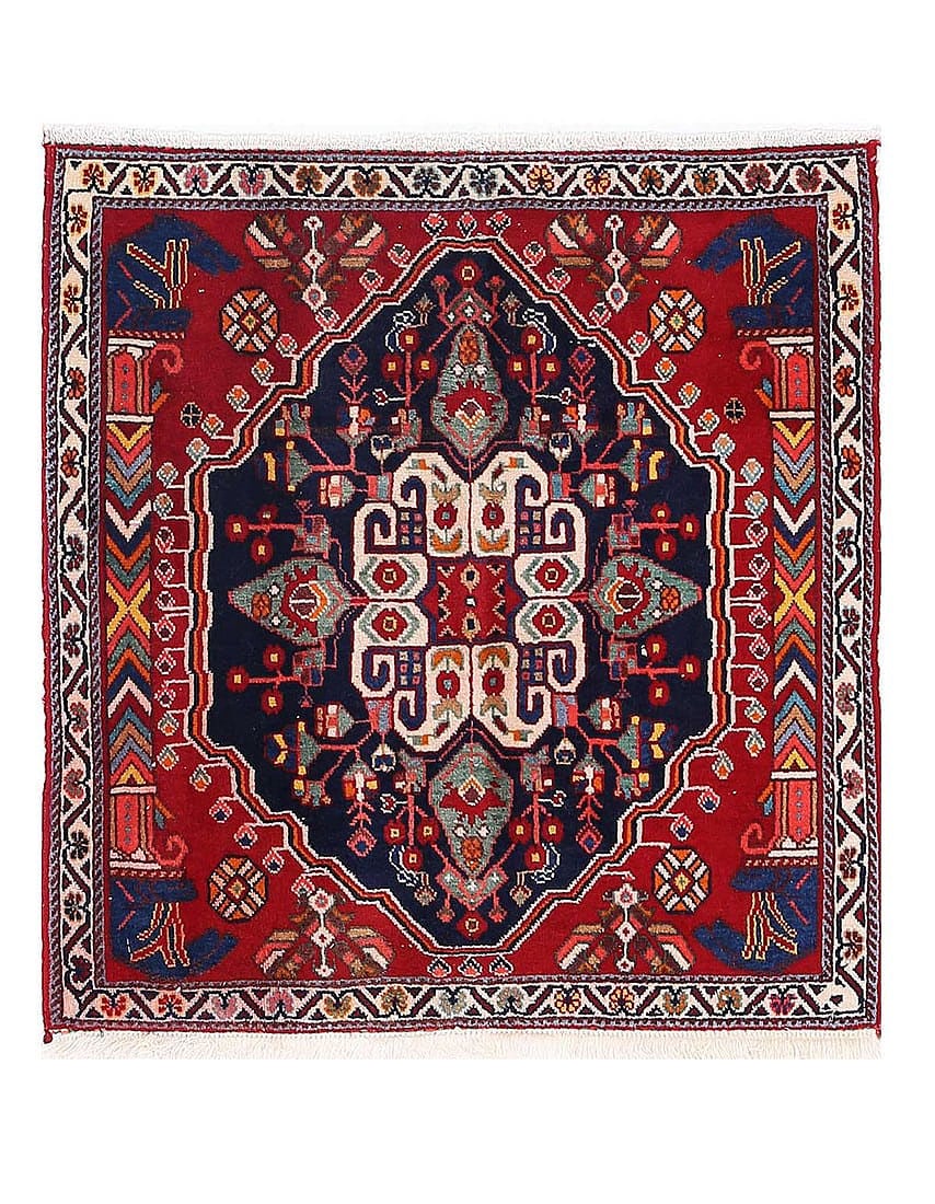 Fine Hand knotted Persian square Abadeh rug 2' X 2': Fine Hand knotted Persian square Abadeh rug 2' X 2' - CIRCA 1980, Abadeh, Hand-Knotted, Lamb's Wool, 300 -D13549- 862.This item is part of our fine auction collection which includes many fine home acc