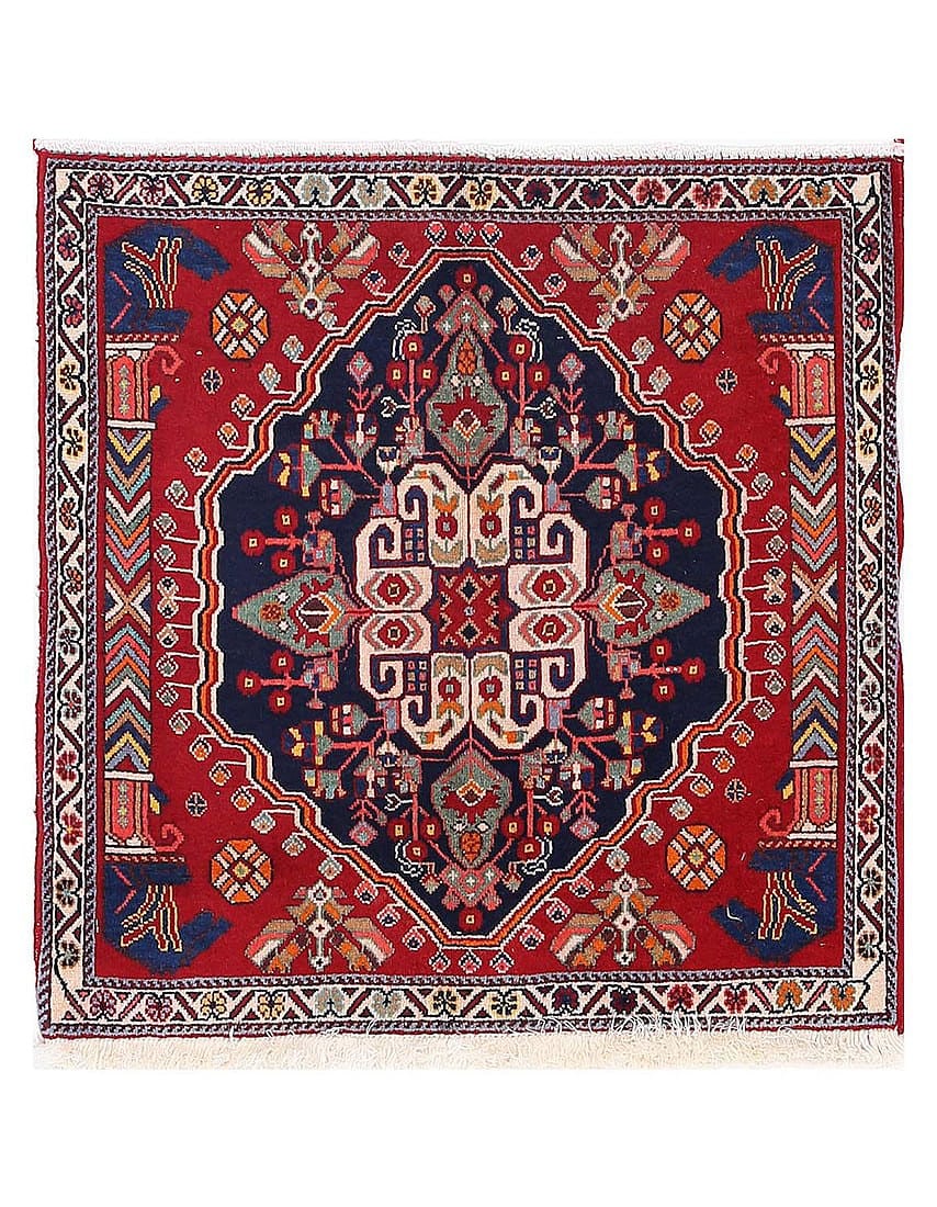 Fine Hand knotted Persian square Abadeh rug 2'X 2': Fine Hand knotted Persian square Abadeh rug 2'X 2' - CIRCA 1880, Abadeh, Hand-Knotted, Lamb's Wool, 300 -D13550- 862.This item is part of our fine auction collection which includes many fine home acce