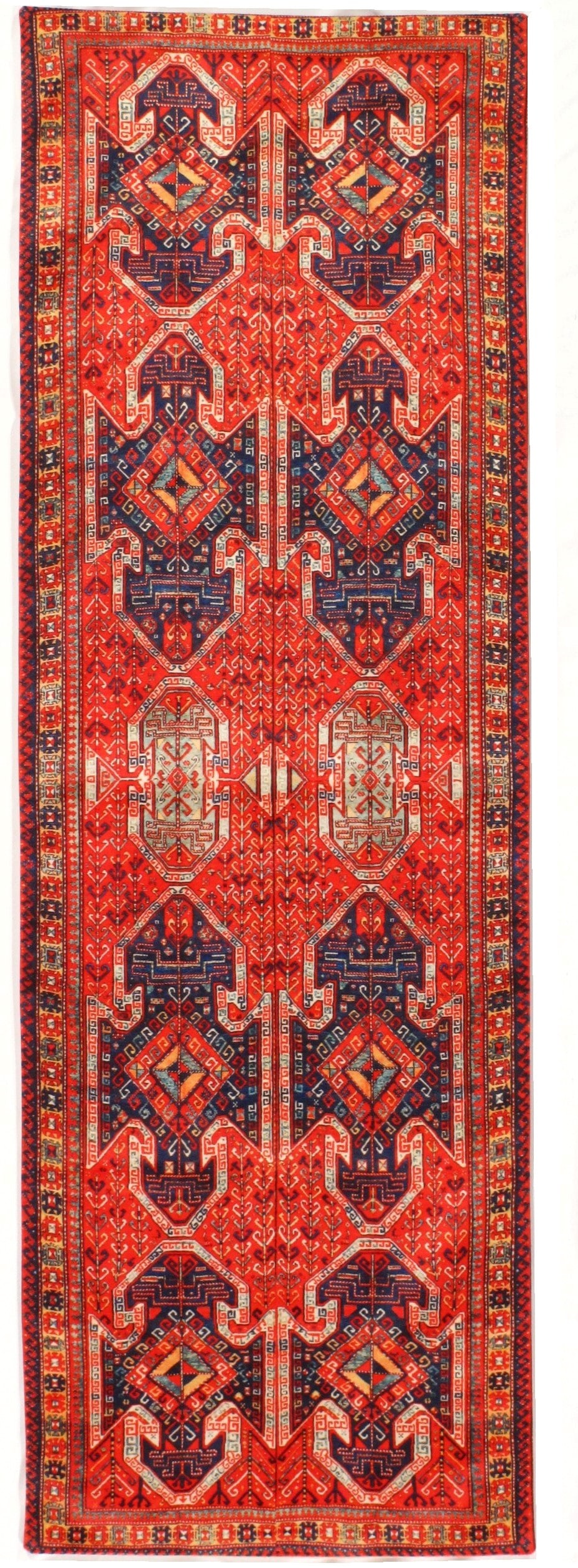 Vintage Kazak design Velvet table cloth 1'3'' X 3'11'': Vintage Kazak design Velvet table cloth 1'3'' X 3'11'' - N/A, Kazak, N/A, Velvet Silk, 300 -D11710- 862.This item is part of our fine auction collection which includes many fine home accessories inclu