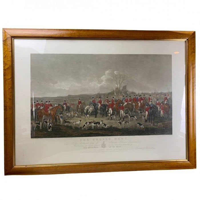 Antique Hand Colored Engraving The Bedale Hunt By Anson Martin Engraved by W H Simmons - 24'' X 34'': Antique Hand Colored Engraving The Bedale Hunt By Anson Martin Engraved by W H Simmons - 1842, English, N/A, Glass, 300 -D12162- 862.This item is part of our fine auction collection which includes man