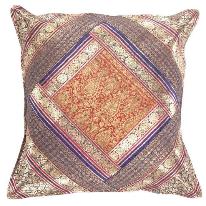 Vintage Sari silk Square Pillow Case 16 ": Vintage Sari silk Square Pillow Case 16 " - N/A, Traditional, Hand-Woven, sari Silk, 300 -PSS 143- 862.This item is part of our fine auction collection which includes many fine home accessories includ