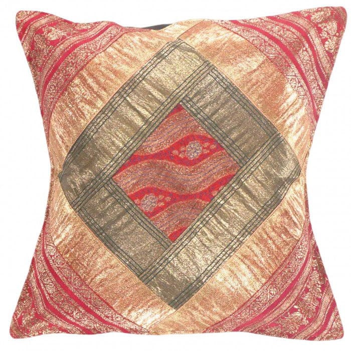 Vintage Sari silk Square Pillow Case 16 ": Vintage Sari silk Square Pillow Case 16 " - N/A, Traditional, Hand-Woven, sari Silk, 300 -PSS 146- 862.This item is part of our fine auction collection which includes many fine home accessories includ
