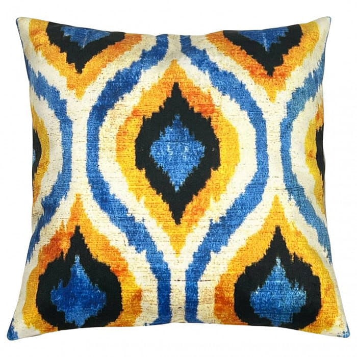 Pasargad Turkish Style Ikat Pillow - 16'' X 16''X 4'': Pasargad Turkish Style Ikat Pillow - New, Ikat, Hand-made, Velvet Silk, 300 -P-SS 26- 862.This item is part of our fine auction collection which includes many fine home accessories including antique r