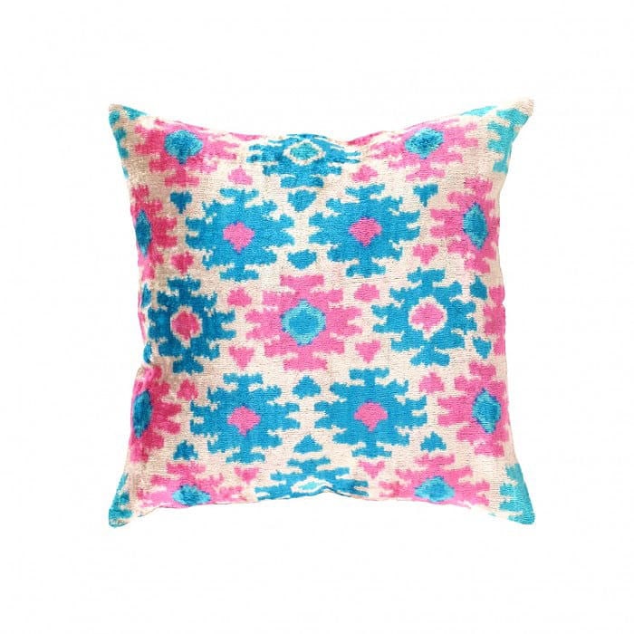 TI 287 Multi color Turkish Pillow 20'': TI 287 Multi color Turkish Pillow 20'' - New, Ikat, Hand-made, Velvet Silk, 300 -TI 287- 862.This item is part of our fine auction collection which includes many fine home accessories including antiqu