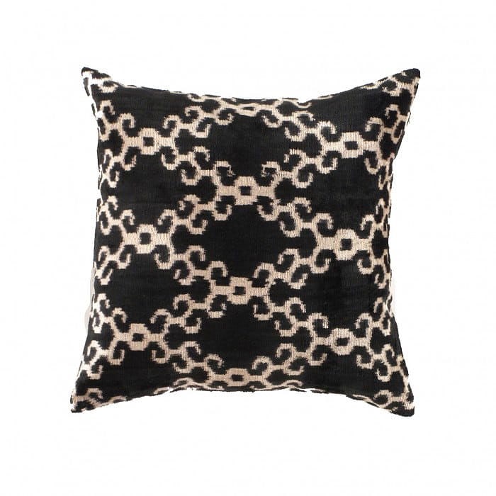 TI 305 Black Designer Velvet Ikat Pillow 20'' X 20'': TI 305 Black Designer Velvet Ikat Pillow 20'' X 20'' - New, Ikat, Hand-made, Velvet Silk, 300 -TI 305- 862.This item is part of our fine auction collection which includes many fine home accessories in