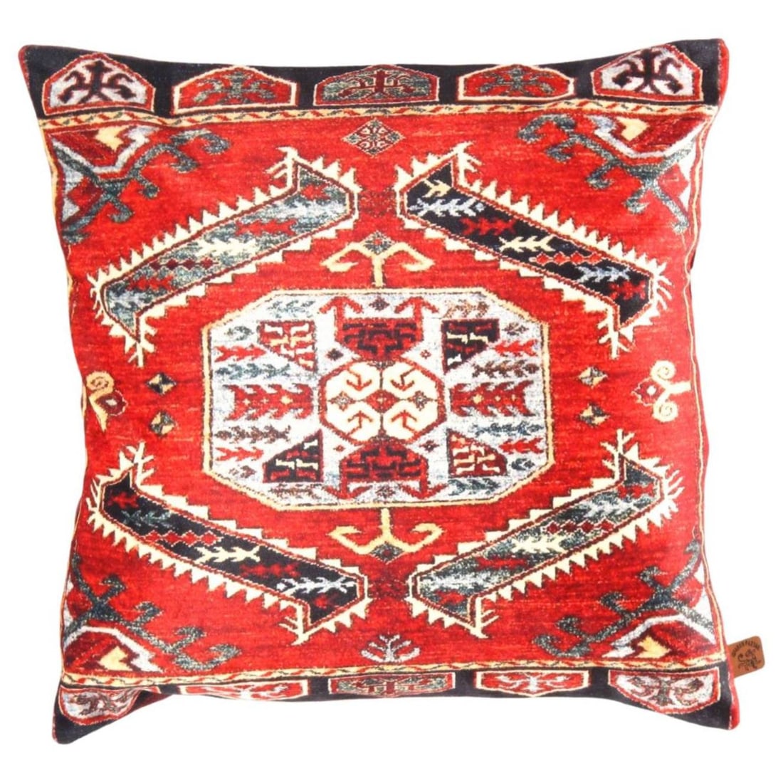 Traditional Kazak Design Velvet Pillow 16'' X 16'': Traditional Kazak Design Velvet Pillow 16'' X 16'' - N/A, Kazak, Hand-Woven, Velvet Silk, 300 -TIR 363- 862.This item is part of our fine auction collection which includes many fine home accessories i