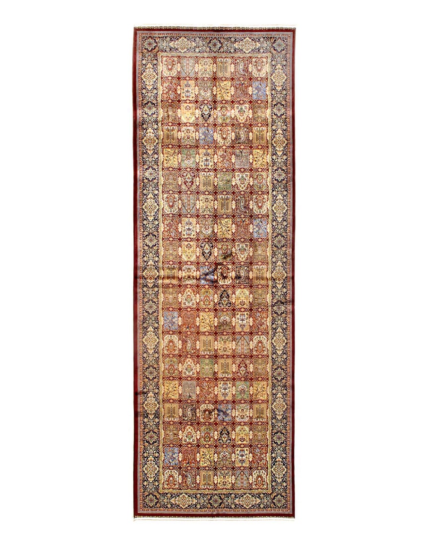 Persian Qum Design Runner 3'3"X 10': Persian Qum Design Runner 3'3"X 10' - NEW, Qum, Machine-Made, V. Silk, 300 -D15618- 862.This item is part of our fine auction collection which includes many fine home accessories including antique rug