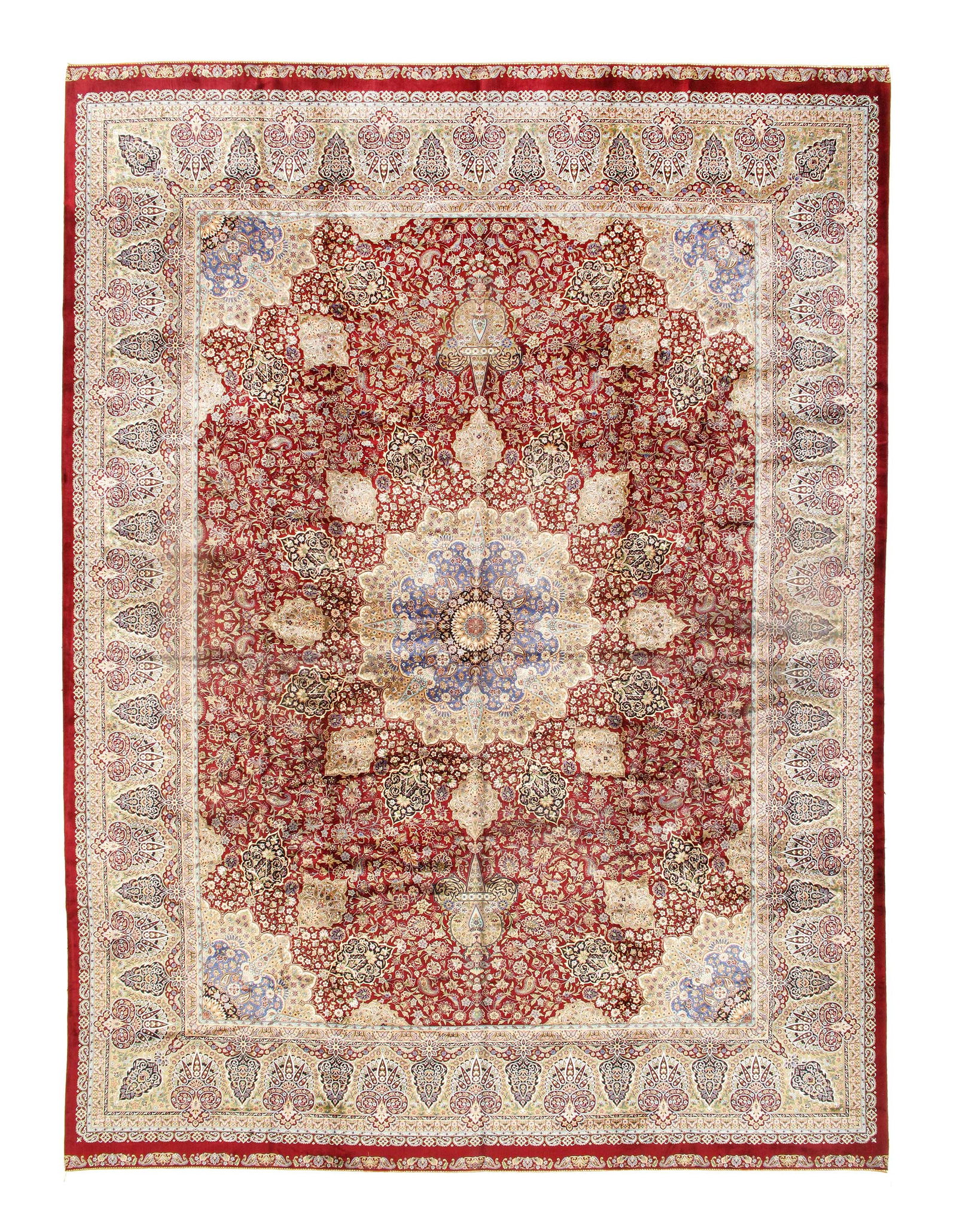 Persian Qum Design Rug 10'X 13'1": Persian Qum Design Rug 10'X 13'1" - NEW, Qum, Machine-Made, V. Silk, 300 -D15580- 862.This item is part of our fine auction collection which includes many fine home accessories including antique rugs,
