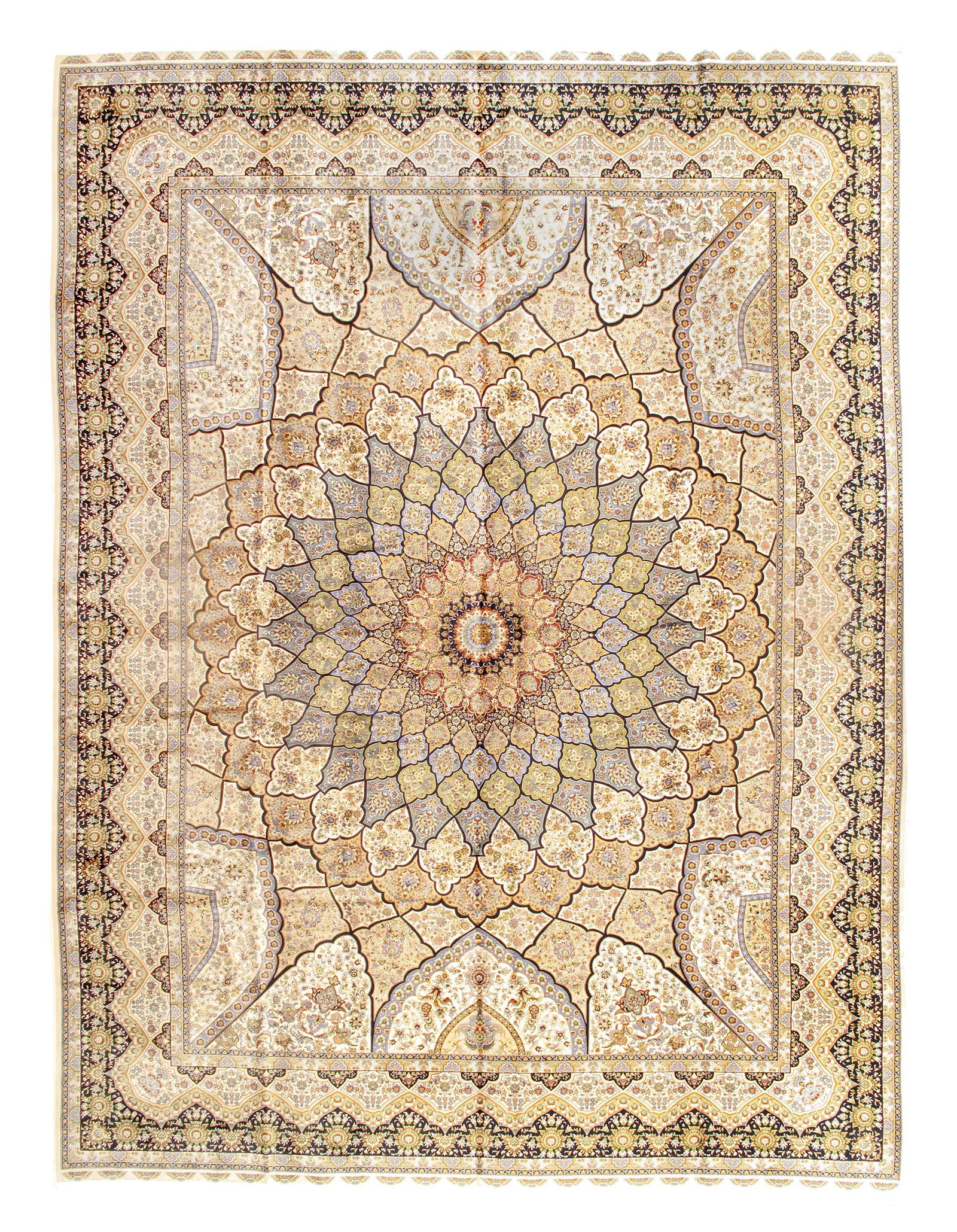 Persian Qum Design Rug 10'X13'1": Persian Qum Design Rug 10'X13'1" - NEW, Qum, Machine-Made, V. Silk, 300 -D15545- 862.This item is part of our fine auction collection which includes many fine home accessories including antique rugs, 