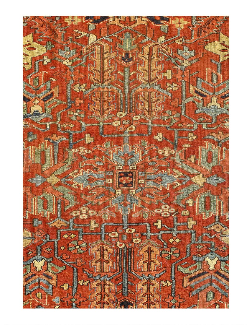 Rust Antique Persian Heriz Serapi Rug 8'4"X 12'6" - 2