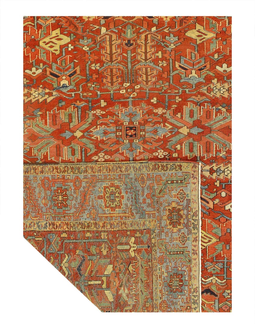 Rust Antique Persian Heriz Serapi Rug 8'4"X 12'6" - 3