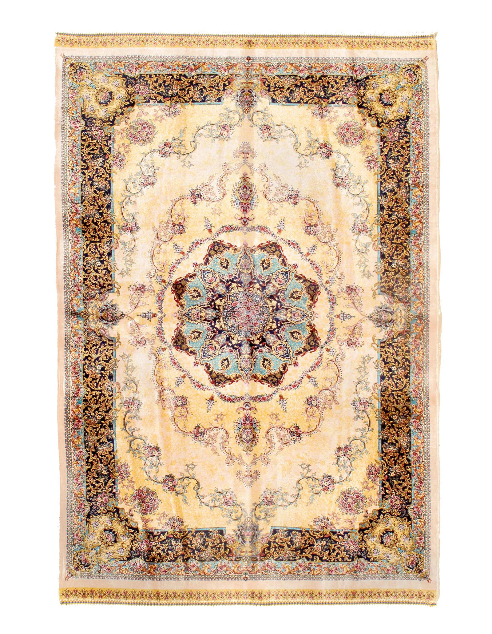 Persian Qum Design Rug 3'3"X 4'9": Persian Qum Design Rug 3'3"X 4'9" - NEW, Qum, Machine-Made, V. Silk, 300 -D15633- 862.This item is part of our fine auction collection which includes many fine home accessories including antique