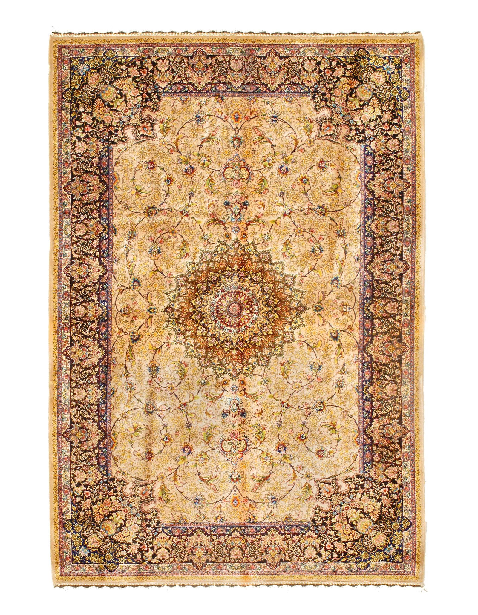 Persian Qum Design Rug 3'3"X 5': Persian Qum Design Rug 3'3"X 5' - NEW, Qum, Machine-Made, V. Silk, 300 -D15635- 862.This item is part of our fine auction collection which includes many fine home accessories including antique rugs,