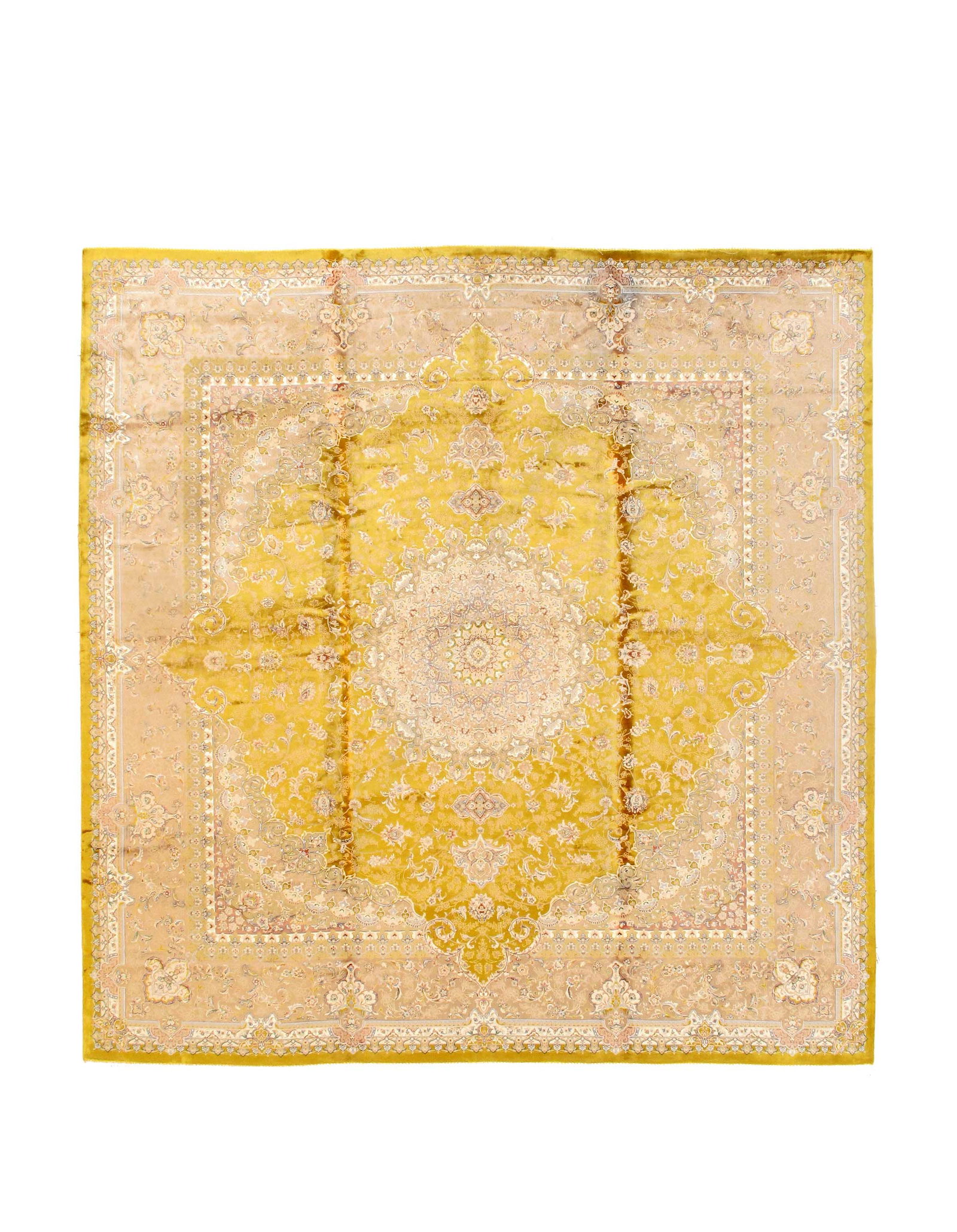 Persian Qum Design Rug 8'2"X 8'2": Persian Qum Design Rug 8'2"X 8'2" - NEW, Qum, Machine-Made, V. Silk, 300 -D15669- 862.This item is part of our fine auction collection which includes many fine home accessories including antique