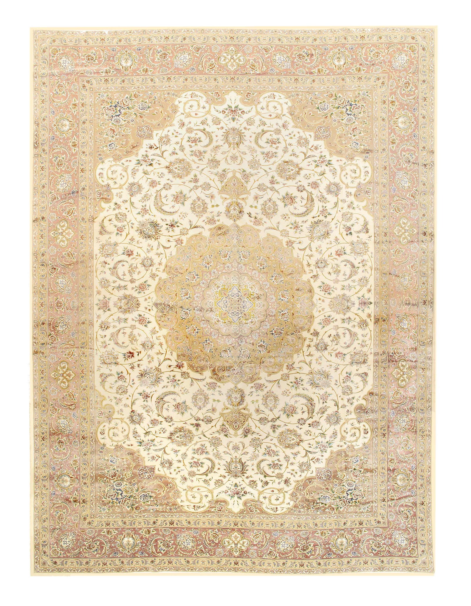 Persian Qum Design Rug 10'X 13'1": Persian Qum Design Rug 10'X 13'1" - NEW, Qum, Machine-Made, V. Silk, 300 -D15598- 862.This item is part of our fine auction collection which includes many fine home accessories including antique