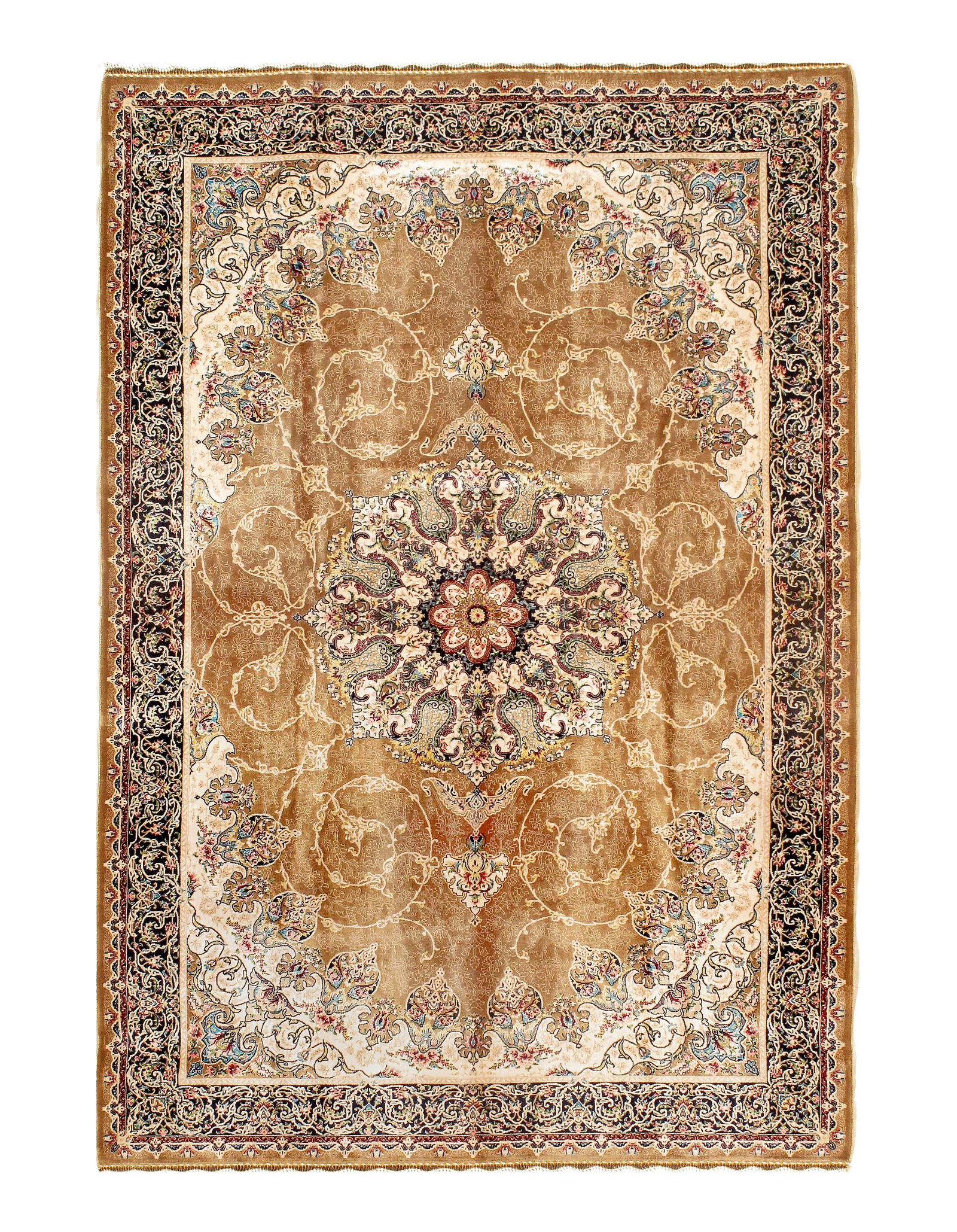 Persian Qum Design Rug 3'3"X 5': Persian Qum Design Rug 3'3"X 5' - NEW, Qum, Machine-Made, V. Silk, 300 -D15592- 862.This item is part of our fine auction collection which includes many fine home accessories including antique rugs,