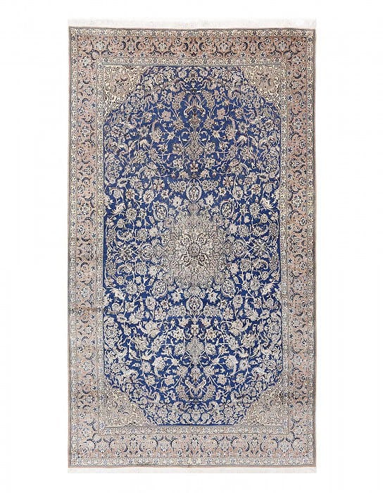 Navy blue color Hand knotted Persian Nain rug 8'1'' X 15': Navy blue color Hand knotted Persian Nain rug 8'1'' X 15' - New, Nain, Hand-Knotted, Wool & Silk, 300 -D13338- 862.This item is part of our fine auction collection which includes many fine home access