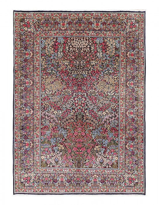 Navy blue Hand knotted persian vintage Kerman 8'4'' X 11'9'': Navy blue Hand knotted persian vintage Kerman 8'4'' X 11'9'' - 1970, kerman, Hand-Knotted, Lamb's Wool, 300 -D13395- 862.This item is part of our fine auction collection which includes many fine home