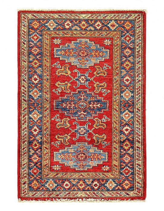 Red Color Fine Hand knotted Kazak rug 2'1'' X 3'1'': Red Color Fine Hand knotted Kazak rug 2'1'' X 3'1'' - New, Kazak, Hand-Knotted, Lamb's Wool, 300 -D14087- 862.This item is part of our fine auction collection which includes many fine home accessories