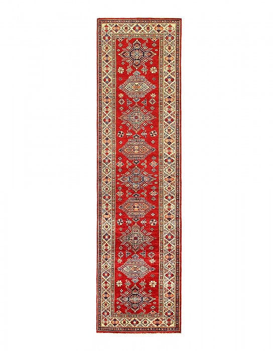 Red Color Fine Hand knotted Kazak runner 2'8'' X 9'11'': Red Color Fine Hand knotted Kazak runner 2'8'' X 9'11'' - New, Kazak, Hand-Knotted, Lamb's Wool, 300 -D14080- 862.This item is part of our fine auction collection which includes many fine home accesso