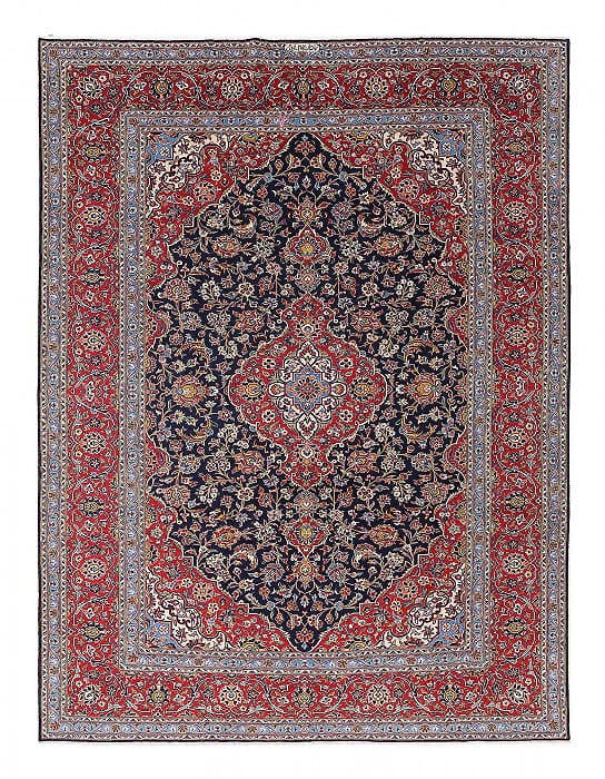 Navy Blue Fine Hand knotted Persian Kashan 8'7'' X 11'8'': Navy Blue Fine Hand knotted Persian Kashan 8'7'' X 11'8'' - 1980, Kashan, Hand-Knotted, Lamb's Wool, 300 -D13421- 862.This item is part of our fine auction collection which includes many fine home acc
