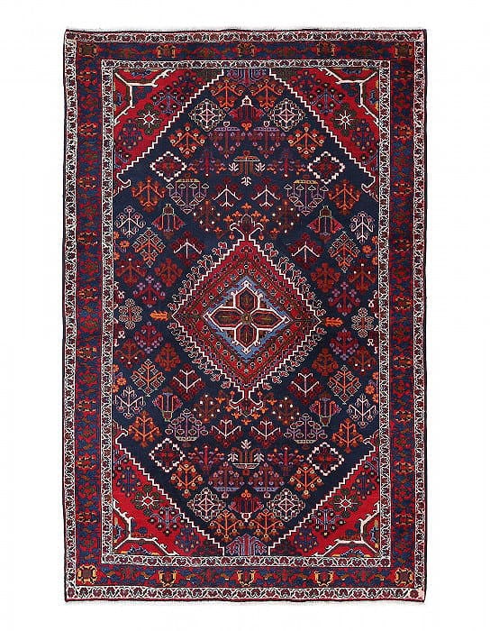 Navy Blue Persian Hand Knotted Joshegan 4'6'' X 7'2'': Navy Blue Persian Hand Knotted Joshegan 4'6'' X 7'2'' - Circa 1990, Josheghan, Hand-Knotted, Lamb's Wool, 300 -D13324- 862.This item is part of our fine auction collection which includes many fine hom