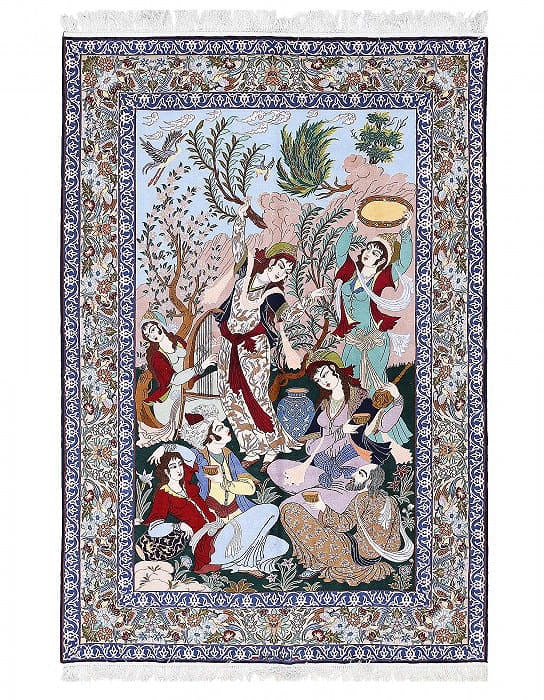 Fine Hand knotted Persian silk & wool Isfahan rug 4'11'' X 7'11'': Fine Hand knotted Persian silk & wool Isfahan rug 4'11'' X 7'11'' - New, Isfahan, Hand-Knotted, Wool & Silk, 300 -D13304- 862.This item is part of our fine auction collection which includes many fine 