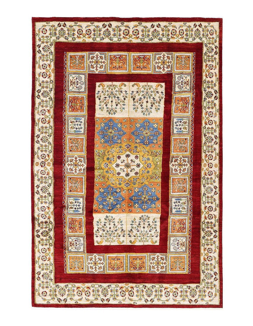 Red color persian Hand knotted Gabbeh rug 5'6'' X 8'7'': Red color persian Hand knotted Gabbeh rug 5'6'' X 8'7'' - New, Gabbeh, Hand-Knotted, Lamb's Wool, 300 -D13332- 862.This item is part of our fine auction collection which includes many fine home access