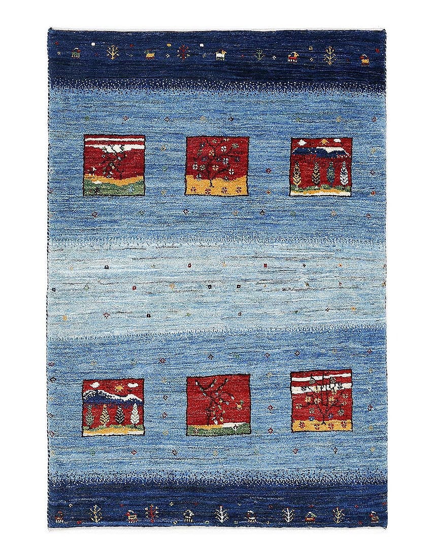 Light blue Hand knotted Persian Gabbeh 2'9'' X 4'1'': Light blue Hand knotted Persian Gabbeh 2'9'' X 4'1'' - New, Gabbeh, Hand-Knotted, Lamb's Wool, 300 -D13390- 862.This item is part of our fine auction collection which includes many fine home accessori