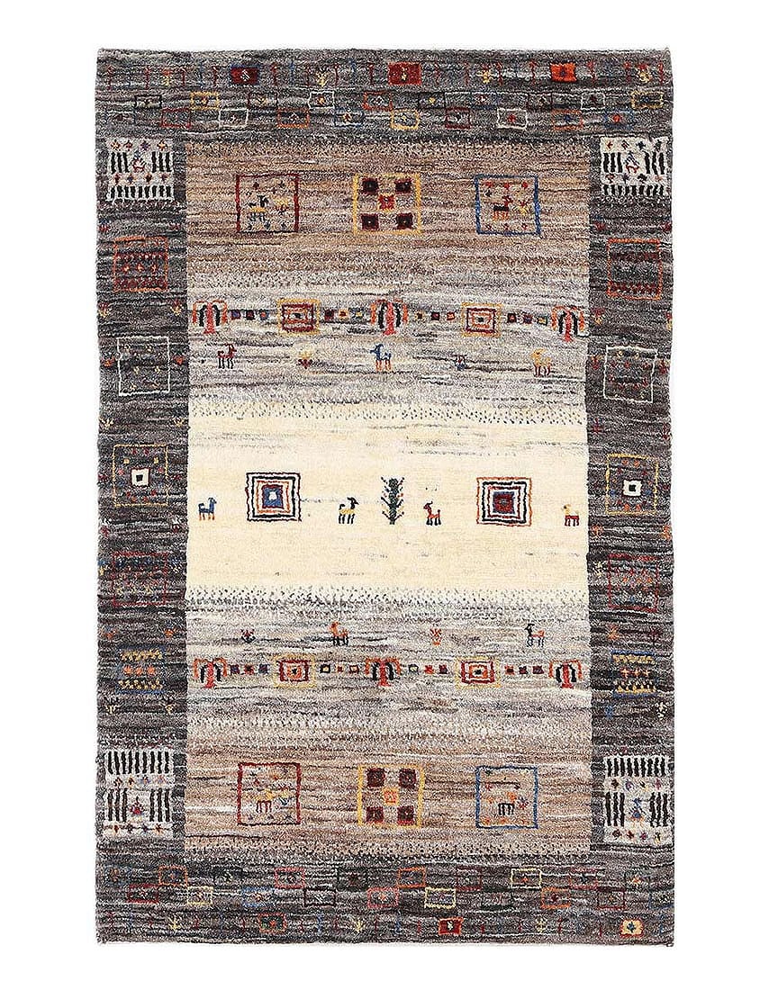 Fine Hand knotted persian Gabbeh 3' X 4'6'': Fine Hand knotted persian Gabbeh 3' X 4'6'' - New, Gabbeh, Hand-Knotted, Lamb's Wool, 300 -D13500- 862.This item is part of our fine auction collection which includes many fine home accessories