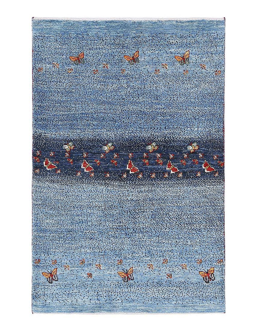 Light Blue Fine Hand knotted Persian Gabbeh 2'9'' X 4'2'': Light Blue Fine Hand knotted Persian Gabbeh 2'9'' X 4'2'' - New, Gabbeh, Hand-Knotted, Lamb's Wool, 300 -D13505- 862.This item is part of our fine auction collection which includes many fine home