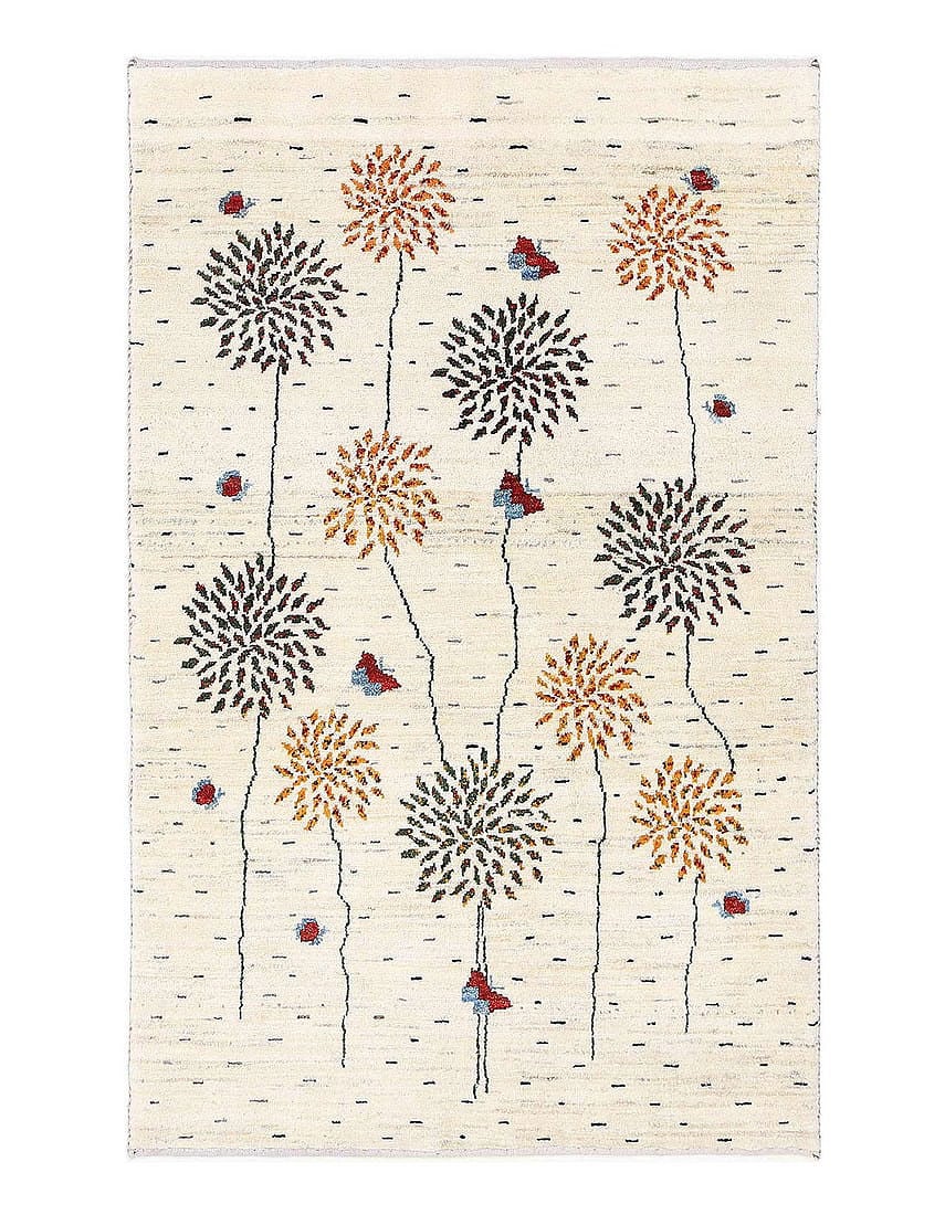 Ivory Color Hand Knotted Persian Gabbeh 2'7'' X 4'2'': Ivory Color Hand Knotted Persian Gabbeh 2'7'' X 4'2'' - New, Gabbeh, Hand-Knotted, Lamb's Wool, 300 -D13446- 862.This item is part of our fine auction collection which includes many fine home