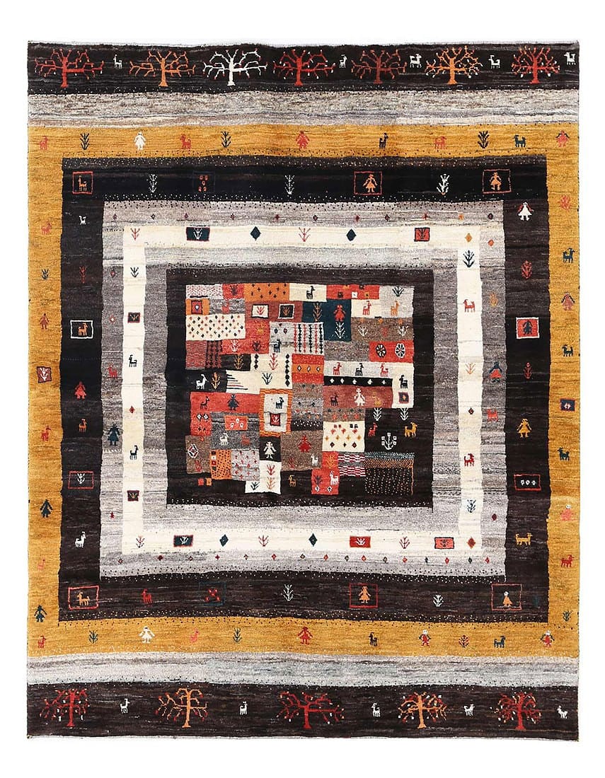 Fine Hand knotted Persian Gabbeh rug 5' X 6'5'': Fine Hand knotted Persian Gabbeh rug 5' X 6'5'' - New, Gabbeh, Hand-Knotted, Lamb's Wool, 300 -D13334- 862.This item is part of our fine auction collection which includes many fine home accessories