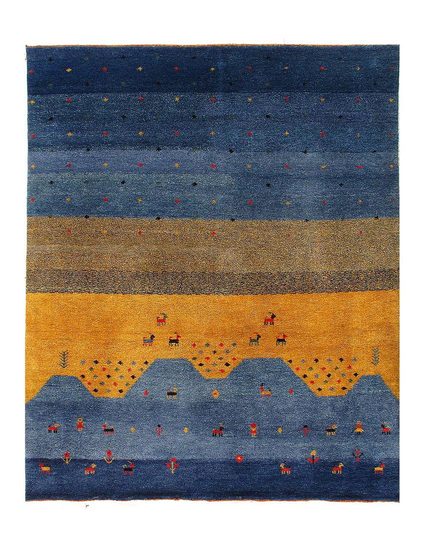 Hand Knotted Gabbeh Rug 6' X 9': Hand Knotted Gabbeh Rug 6' X 9' - New, Gabbeh, Hand-Knotted, Lamb's Wool, 300 -50081- 862.This item is part of our fine auction collection which includes many fine home accessories including antique