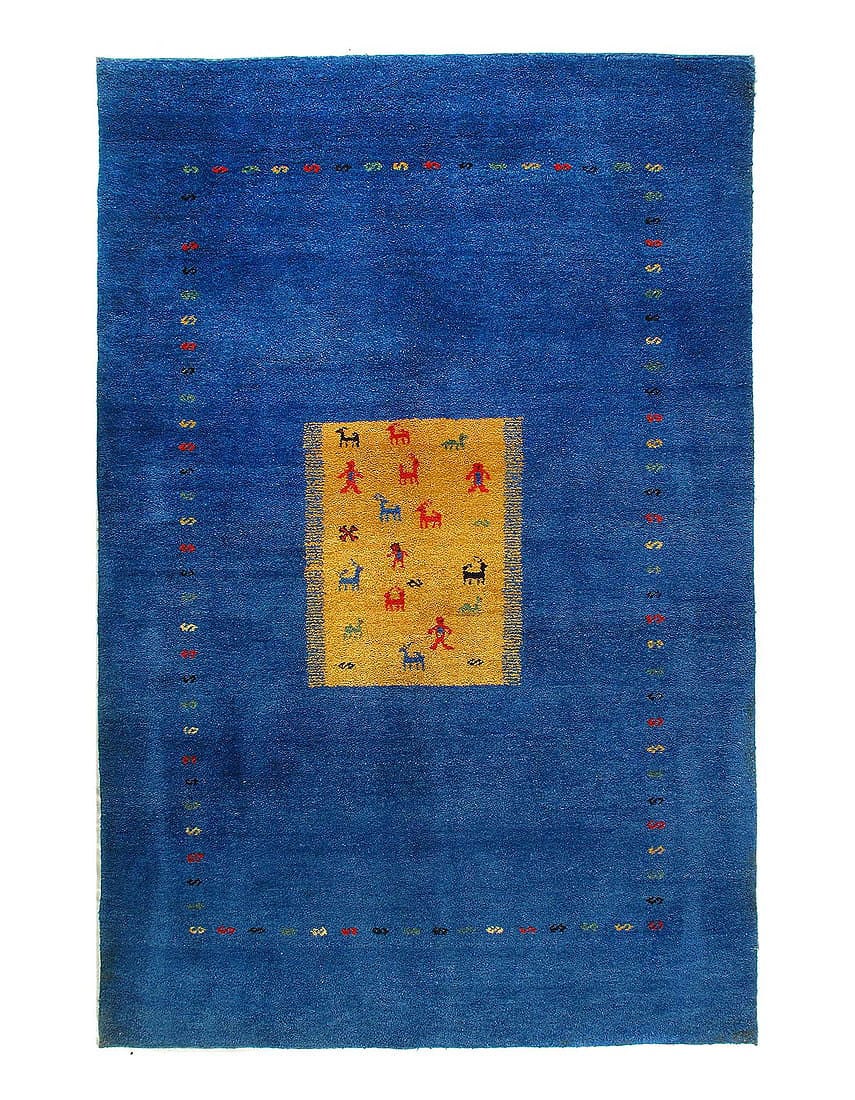 Navy Blue Hand knotted Gabbeh 6' X 9': Navy Blue Hand knotted Gabbeh 6' X 9' - New, Gabbeh, Hand-Woven, Lamb's Wool, 300 -23674- 862.This item is part of our fine auction collection which includes many fine home accessories including