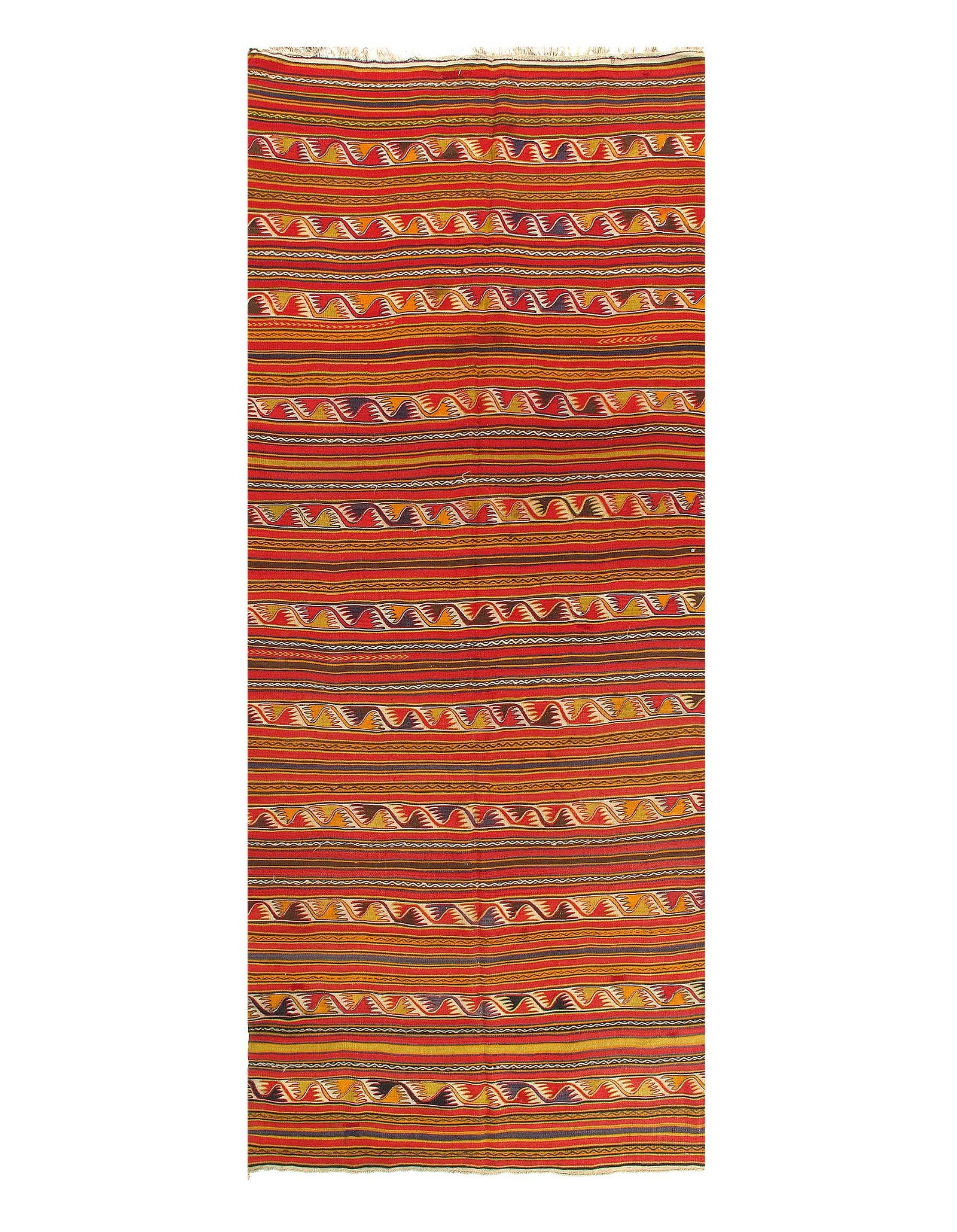Rust Flat weave Persian shiraz Rug 5'4'' X 13': Rust Flat weave Persian shiraz Rug 5'4'' X 13' - Circa 1950, Shiraz, Hand-Knotted, Flat Weave, 300 -D03234- 862.This item is part of our fine auction collection which includes many fine home accessori
